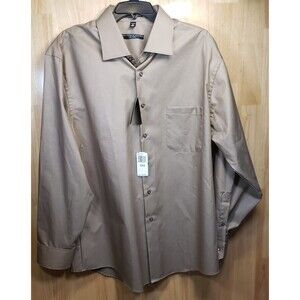 Geoffrey Beene Fitted Dress Shirt XXL 18 34/35 Tan Wrinkle-Free NWT